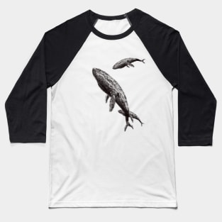 Black and white Whale Painterly Baseball T-Shirt